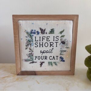 Embroidered Cat Quote Wall Art